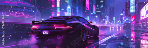 a car driving down a city street at night
