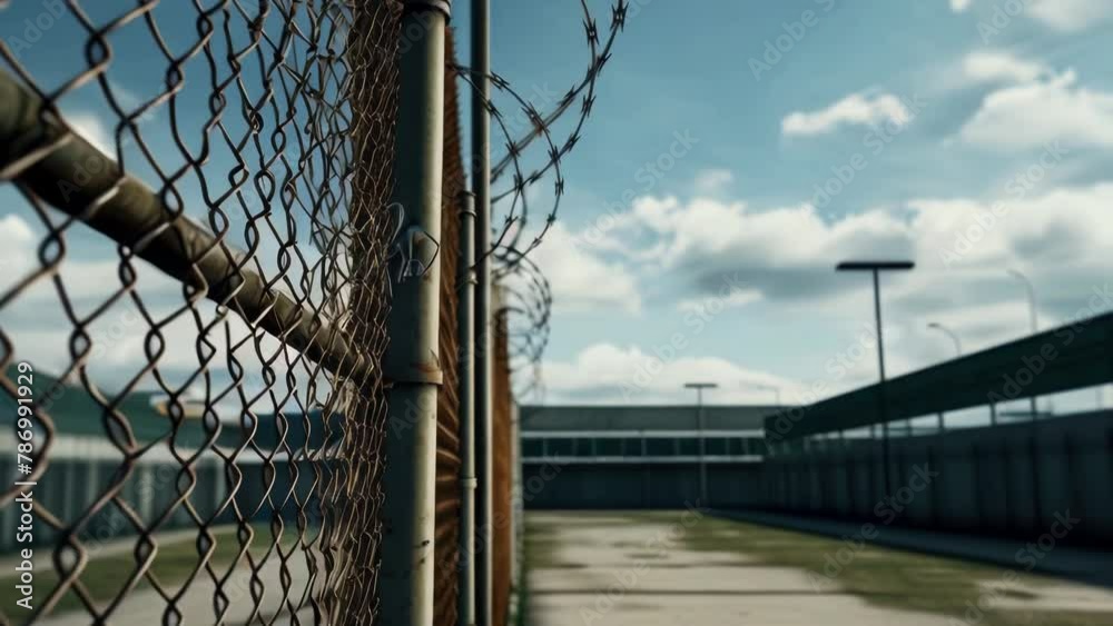 A chain link fence with barbed wire, suitable for security concepts. A chain link fence with barbed wire, suitable for security concepts.