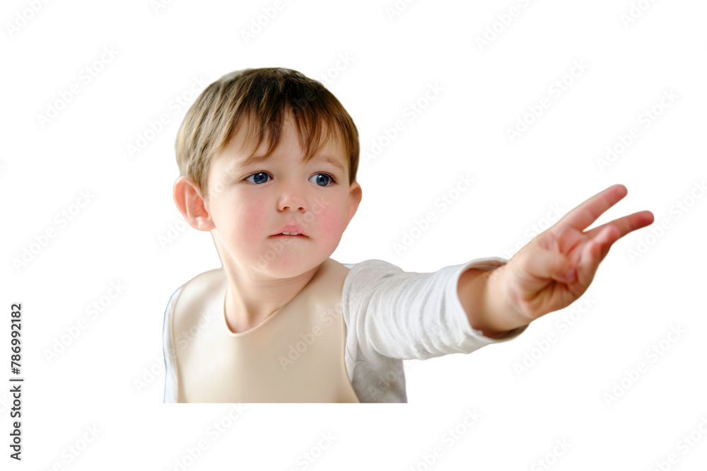 The toddler baby waiting for food sitting at the table in a bib, isolated on white background. Kid boy aged two years (two-year-old) The toddler baby waiting for food sitting at the table in a bib, isolated on white background. Kid boy aged two years (two-year-old)