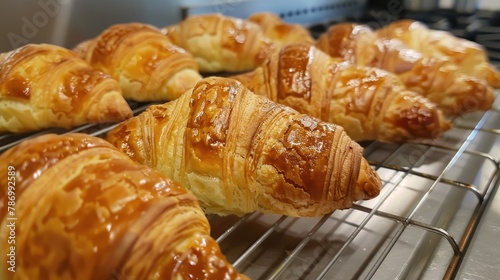 Recently prepared French croissants