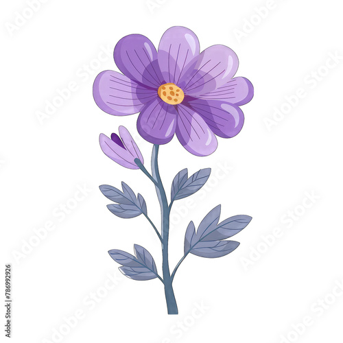 Minimalistic Flat Vector Illustration of Amethyst Flower - Simple and Cute Design with Transparent Cut-Out Effect on White Background