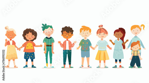 Hand drawn kids. Childish style. Colored vector illustration