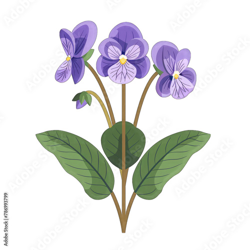 Minimalistic Flat Vector Illustration of Birds Foot Violet on White Background - Simple Cute Design with Transparent Cut Out Effect