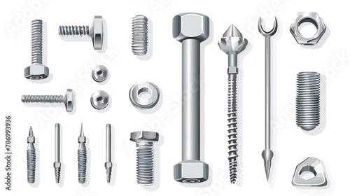 Realistic 3d screws nuts bolts rivets and nails 