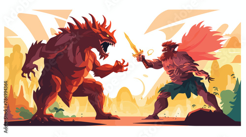 Engage in epic battles against menacing monsters flat