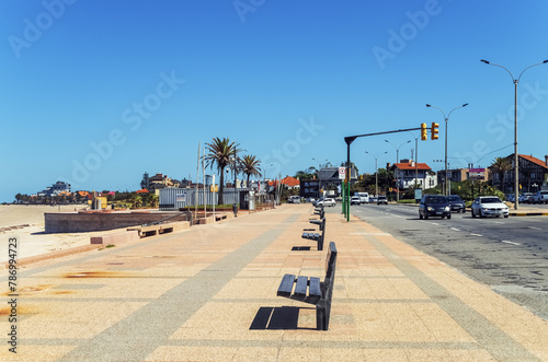 Boulevard along beach in Montevideo, Uruguay. Montevideo is the capital and the largest city of Uruguay. South America