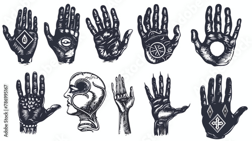 Hand drawn palmistry vector illustration Vector illustration © RedFish