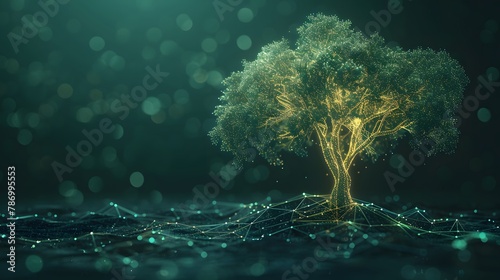 Abstract background with stunning illustration of glowing trees.