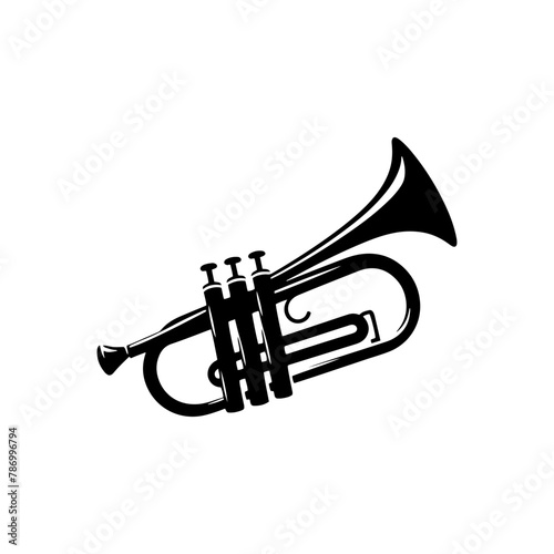 Black Vector Silhouette of a Trumpet, Symbolizing Vibrant Musical Brilliance and Soulful Jazz- trumpet Illustration- trumpet vector stock 