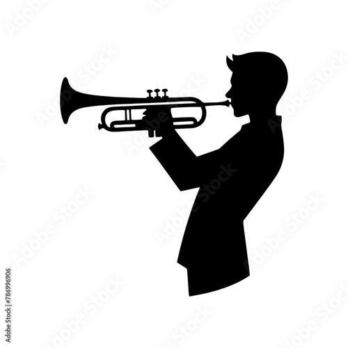 Black Vector Silhouette of a Trumpet  Symbolizing Vibrant Musical Brilliance and Soulful Jazz- trumpet Illustration- trumpet vector stock 