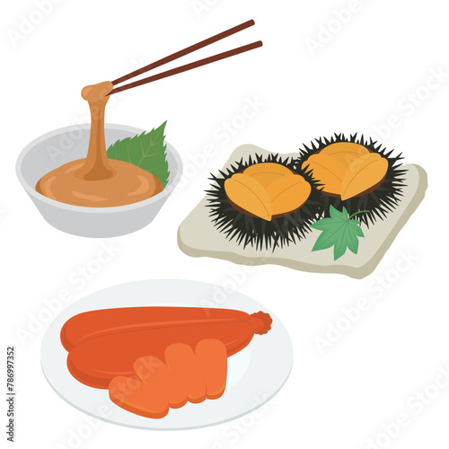 日本三大珍味のイラスト