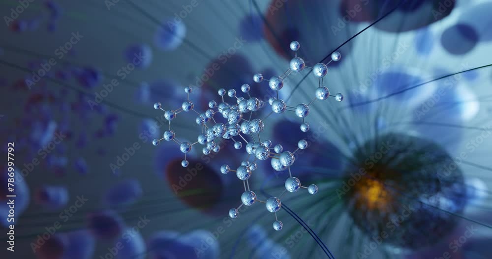 Umeclidinium bromide rotating molecular 3d structure ball-and-stick model, looped video muscarinic antagonist Umeclidinium bromide rotating molecular 3d structure ball-and-stick model, looped video muscarinic antagonist