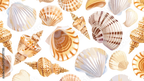 Seamless sea shells pattern. Perfect for posters 