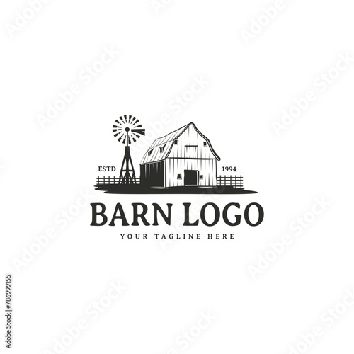 Vintage barn logo design wood build and house farm icon vector illustration