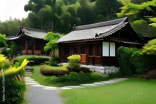 Traditional oriental house, elegant and stylish house photo