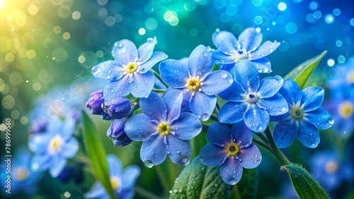 Vibrant Blue Forget-Me-Nots on a Dewy Morning
