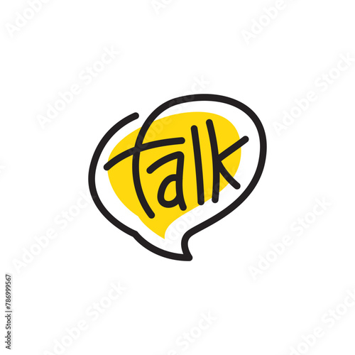 chat bubble line art illustration talk lettering logo design 2