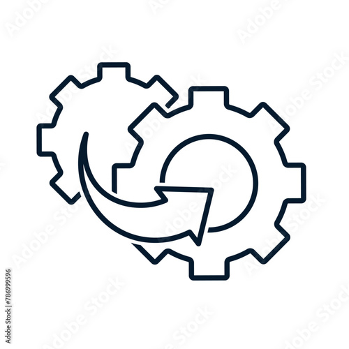 Process integration concept. Vector linear icon isolated on white background.