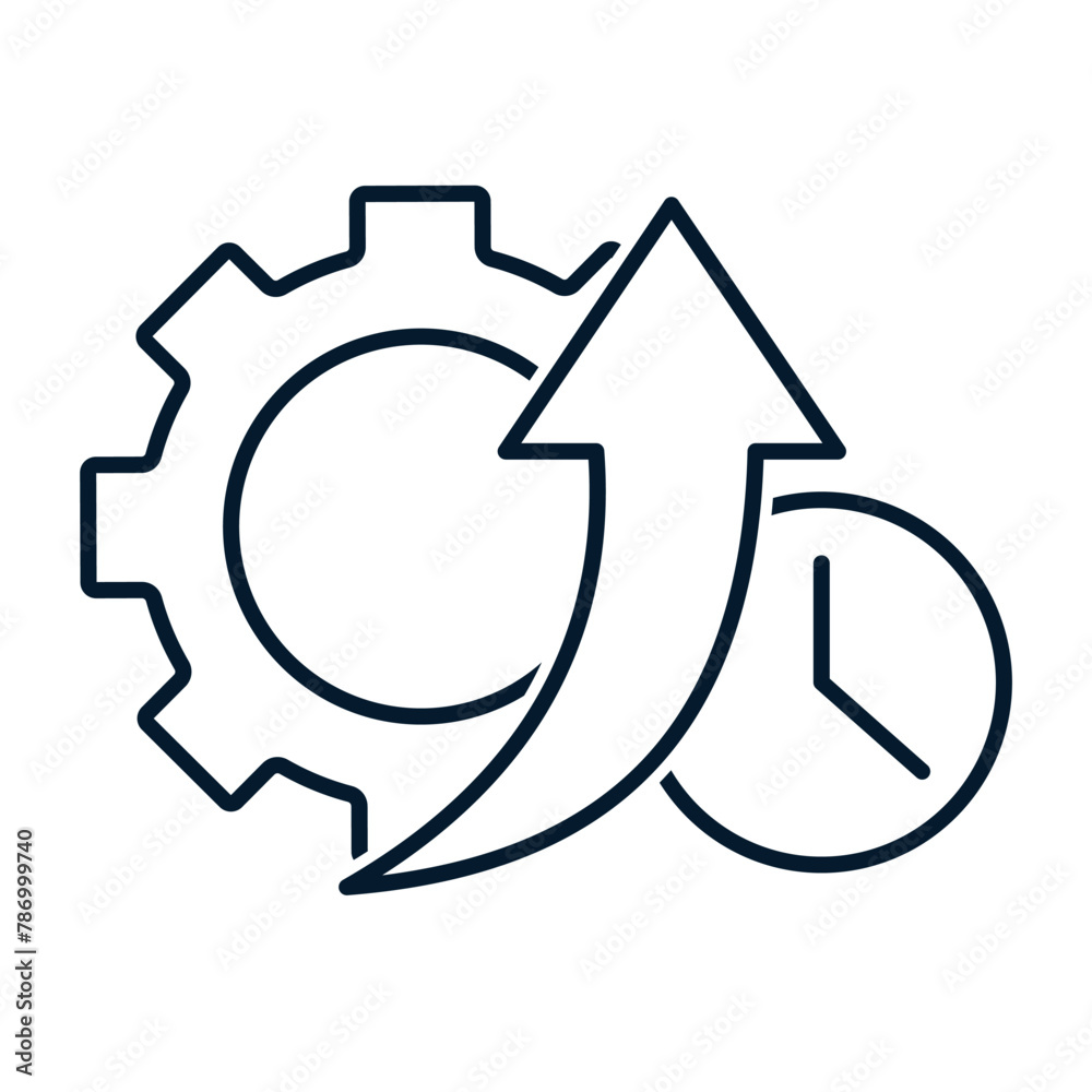 The concept of increasing productivity. Vector linear icon isolated on white background. The concept of increasing productivity. Vector linear icon isolated on white background.