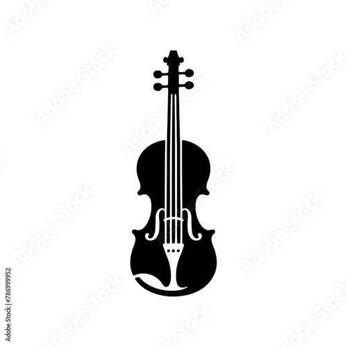  Black Vector Silhouette of a Violin, Emblem of Classical Elegance and Melodic Beauty- Violin Illustration- violin vector stock.