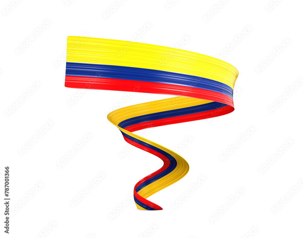 Obraz premium 3d Flag Of Colombia 3d Shiny Waving Twisted Ribbon Flag Isolated On White Background 3d Illustration