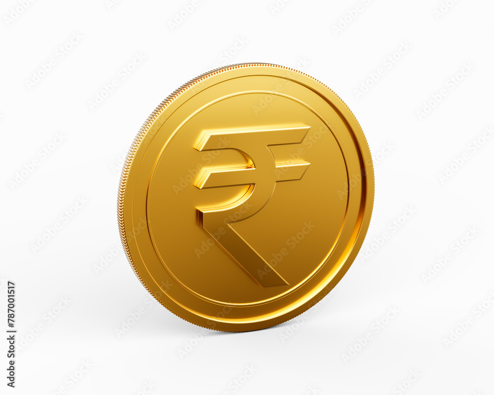 3d Golden Shiny Rounded Indian Rupee Coin Isolated On White Background 3d Illustration 3d Golden Shiny Rounded Indian Rupee Coin Isolated On White Background 3d Illustration