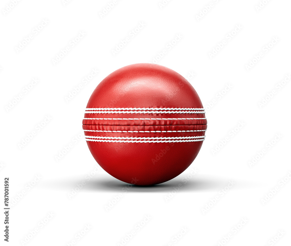 3D Shiny New Test Match Leather Stitched Cricket Ball On White Background 3D Illustration 3D Shiny New Test Match Leather Stitched Cricket Ball On White Background 3D Illustration