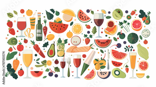 Food or drink illustrations attractive shapes and col