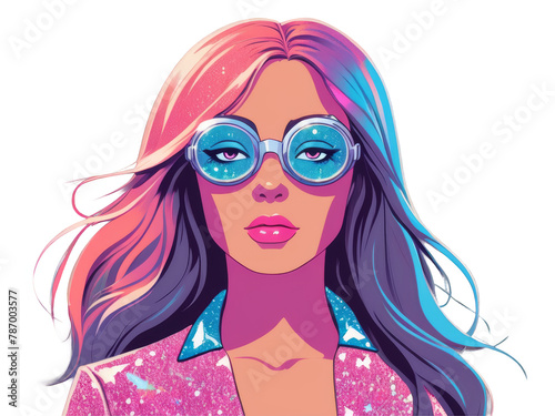 girl in pink, Fashion Forward clipart, stylish girl, goggles, fashionable, vibrant colors, Urban Style, Cool girl, pink blue hairs, model, youth fashion, bold look, trendy outfit, pop culture clipart