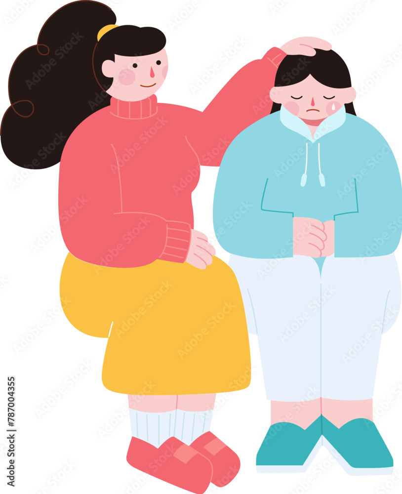 Women comforting a crying sad friend
