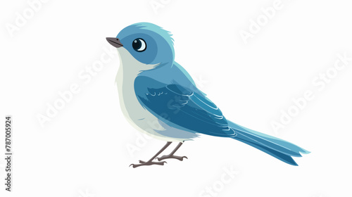 Funny blue bird isolated on white flat vector isolated