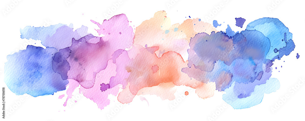 Watercolor  colorful drops and spray isolated on white background painted  canvas for design, template