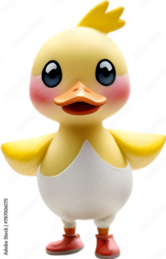 Cute watercolor cartoon duckling. Duckling clipart.