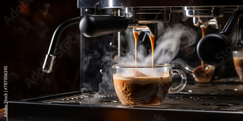 The steam wand of an espresso machine in action, the creamy texture of the milk captured in exquisite detail, isolated on a velvety smooth background, highlighting the critical role of texture