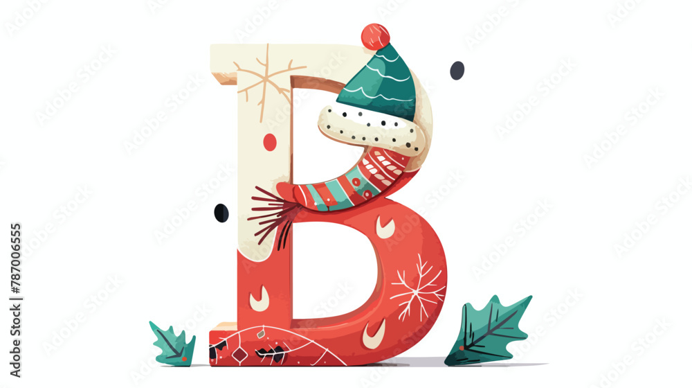 Funny Christmas alphabet letter B Vector illustration