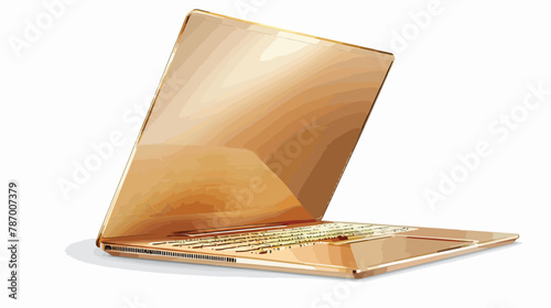 Modern rich golden ultrabook notebook laptop isolated. photo