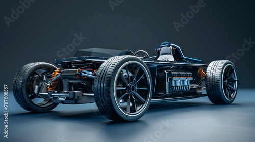 Futuristic electric sport fast car chassis and battery
