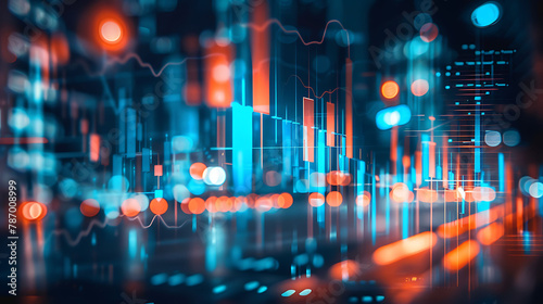 stock market growth, business investing and data concept with digital financial chart graphs