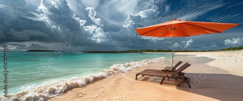 Tranquil dozes beneath the shelter of a beach umbrella, Summer Background