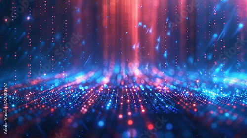 a blue and red light field with sparkles and stars