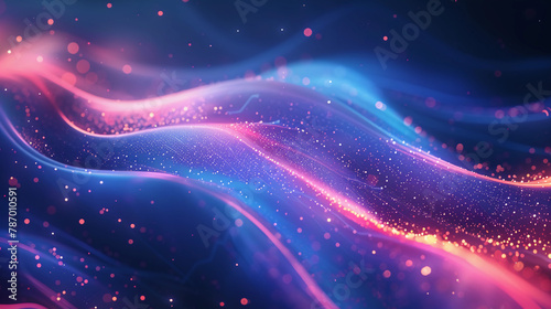AI generated illustration of a shiny blue and red background with sparkles photo