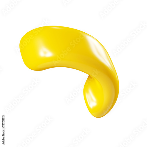 Birthday party popper yellow confetti streamer element. 3d render illustration. (ID: 787011313)