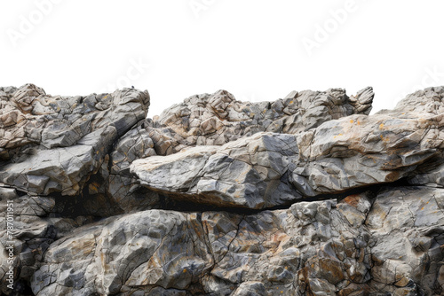 Large heavy rock stone isolated on background, flying rock in the space, natural giant boulder for decoration in garden yard. © TANATPON