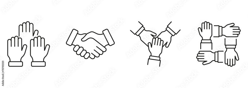 Εκτύπωση καμβά Cooperation And Teamwork Line Icon Set