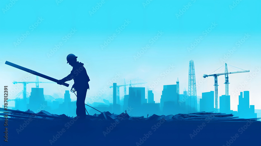 Labour Day concept labour working scene on construction background silhouette Labour Day concept labour working scene on construction background silhouette