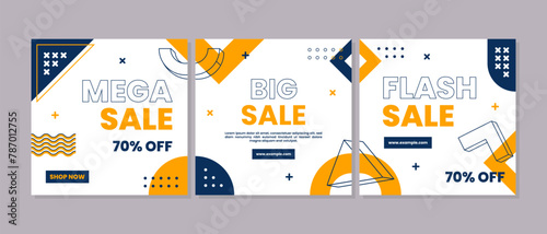 Sale square banner template for social media posts, mobile apps, banners design, web or internet ads. Trendy abstract square template with geometric concept.