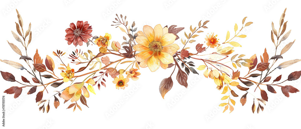 a watercolor painting of a flower arrangement on a white background