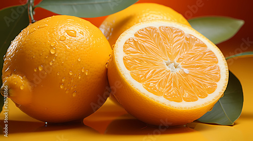 Fresh orange fruit background photo