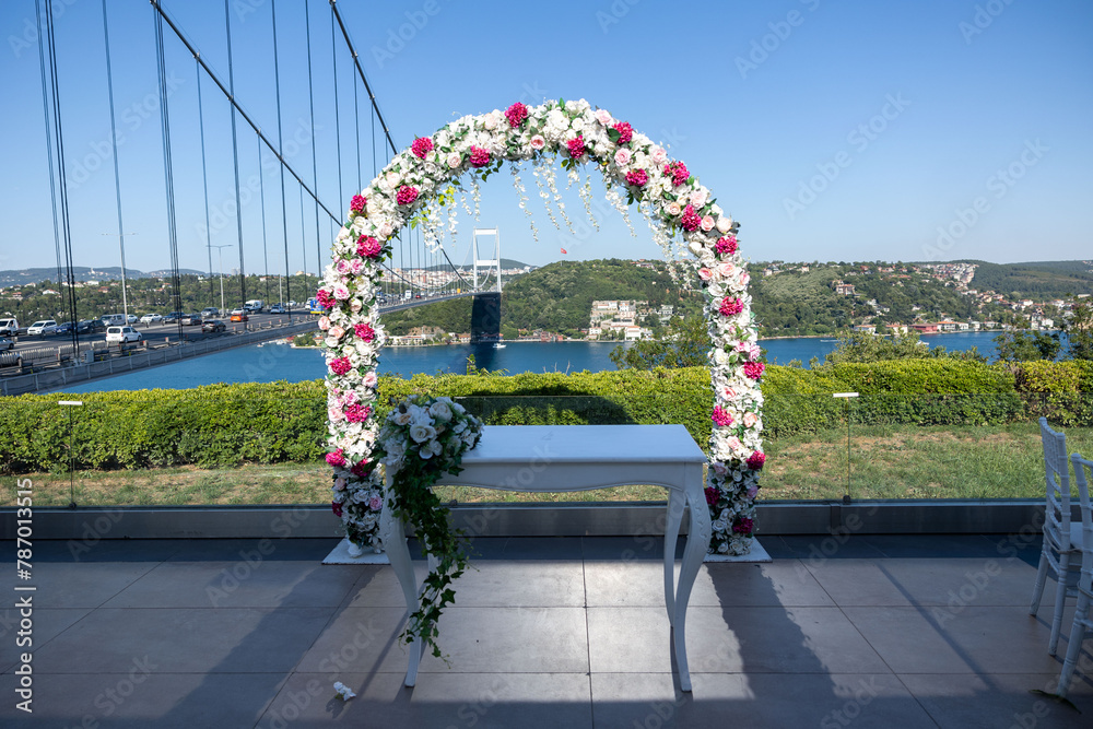 Romantic Wedding: Ceremony Venue with Bosphorus Bridge Backdrop