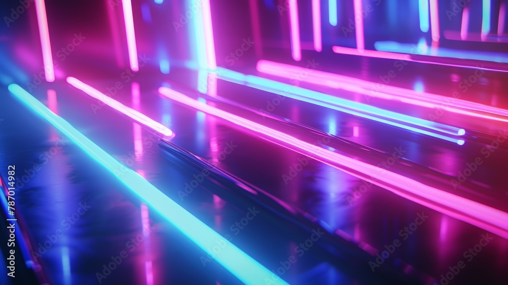 Obraz premium Futuristic neon lights in abstract 4K loopable motion graphics scene